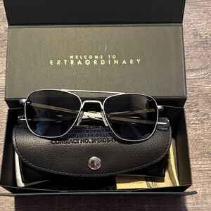 Randolph matte chrome 52mm Aviator Sunglasses with Case
